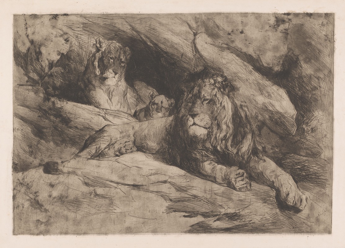 Armand Heins - Leeuwen met een welp