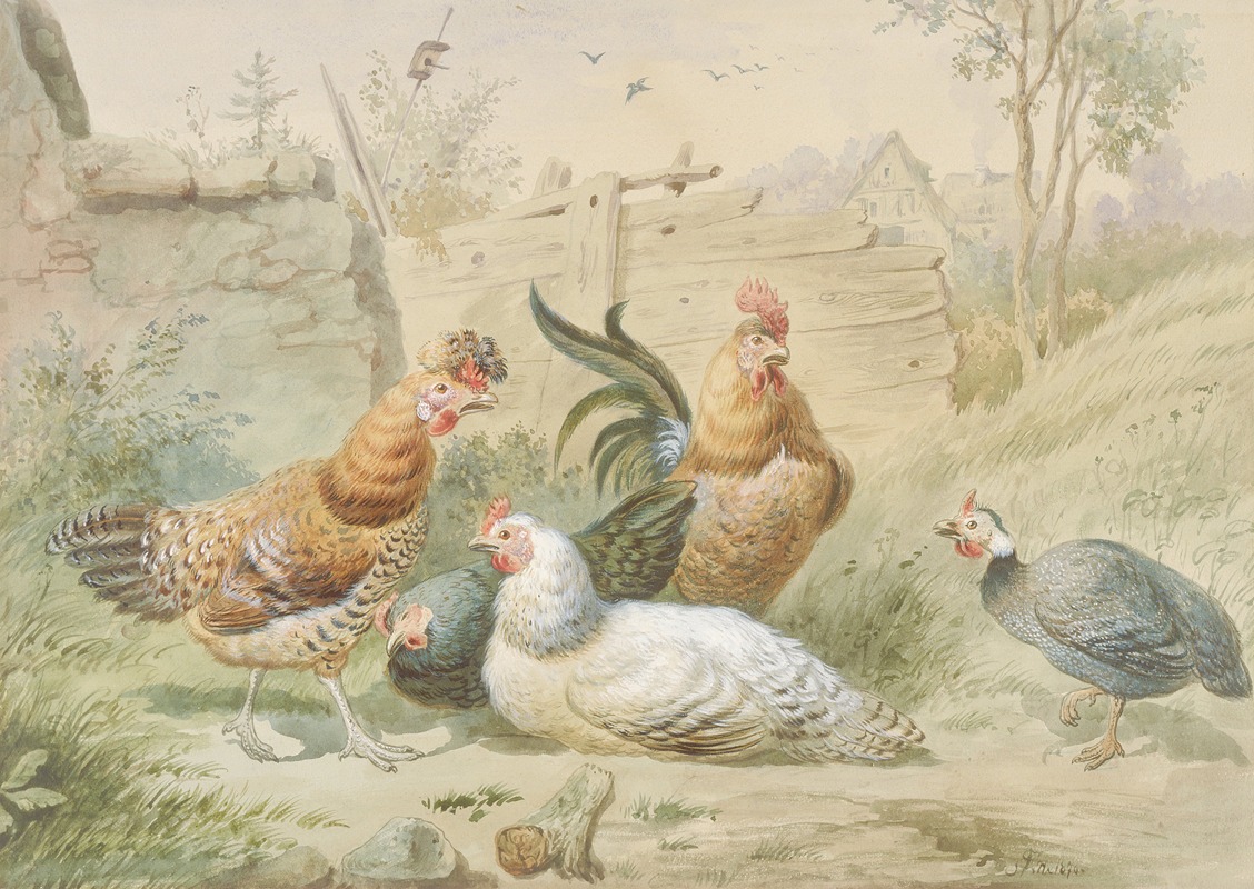 Frans van Severdonck - Rooster and Hens