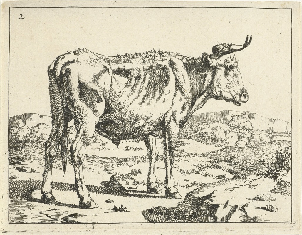 Marcus de Bye - Stier staand bij rots