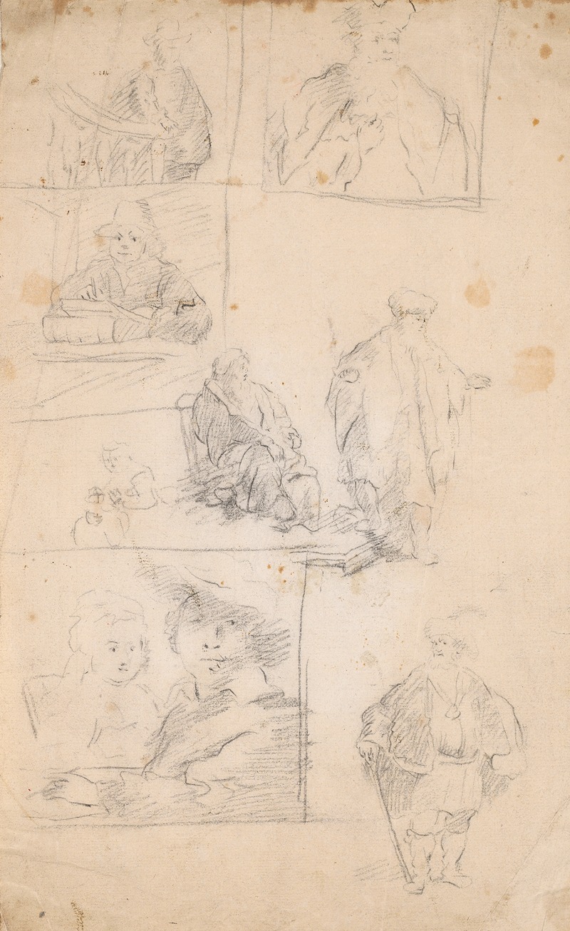 Sir Joshua Reynolds - Sheet of Copies after Etchings by Rembrandt