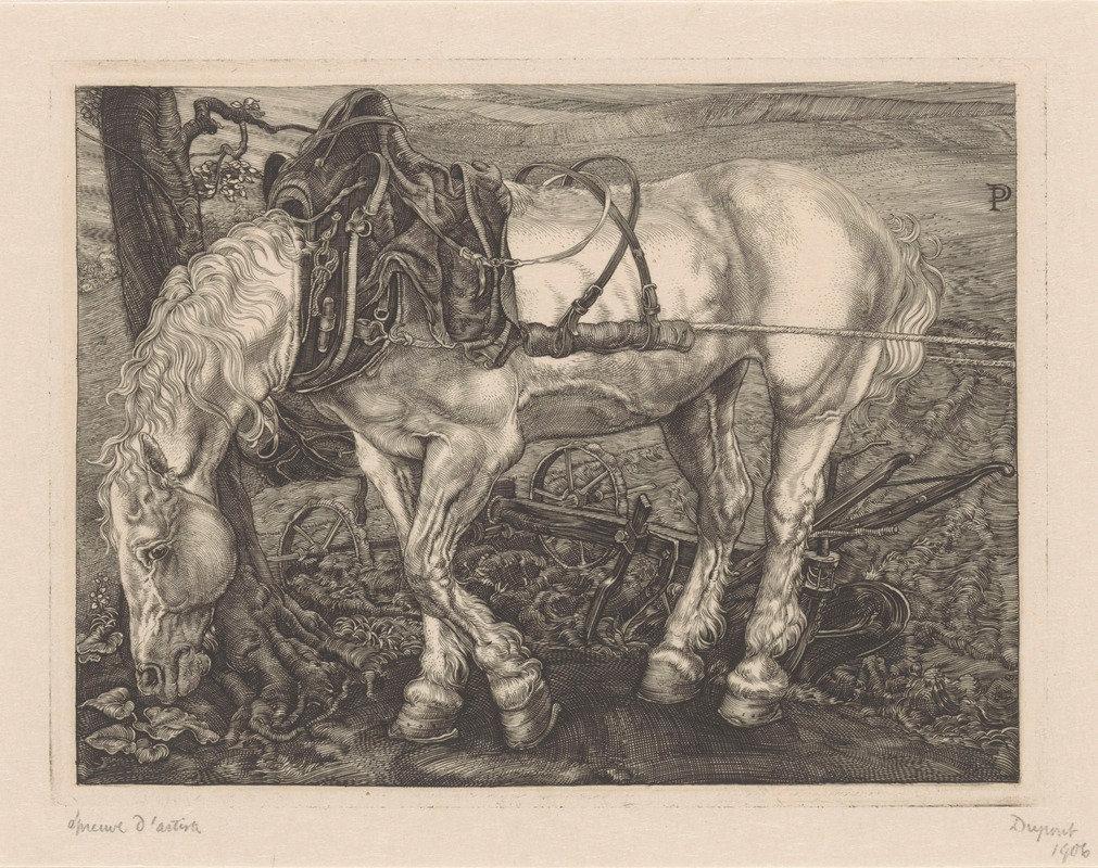 Pieter Dupont - Ploegpaard bij een boom
