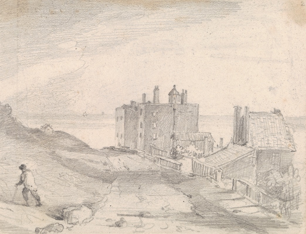 Thomas Hastings - Sketch of a Cliffside Road and Buildings, Hastings