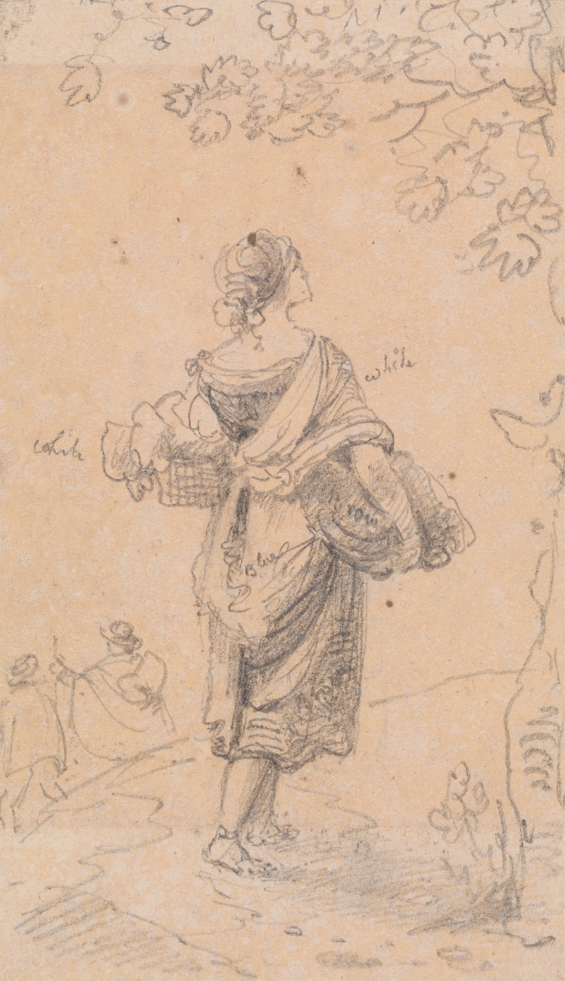 Thomas Hastings - Sketch of a Woman Carrying a Sack and a Basket