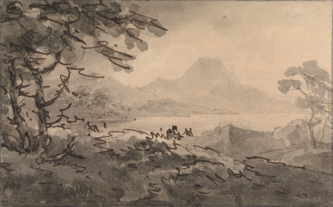 William Gilpin - A Lake with Mountains Rising Beyond