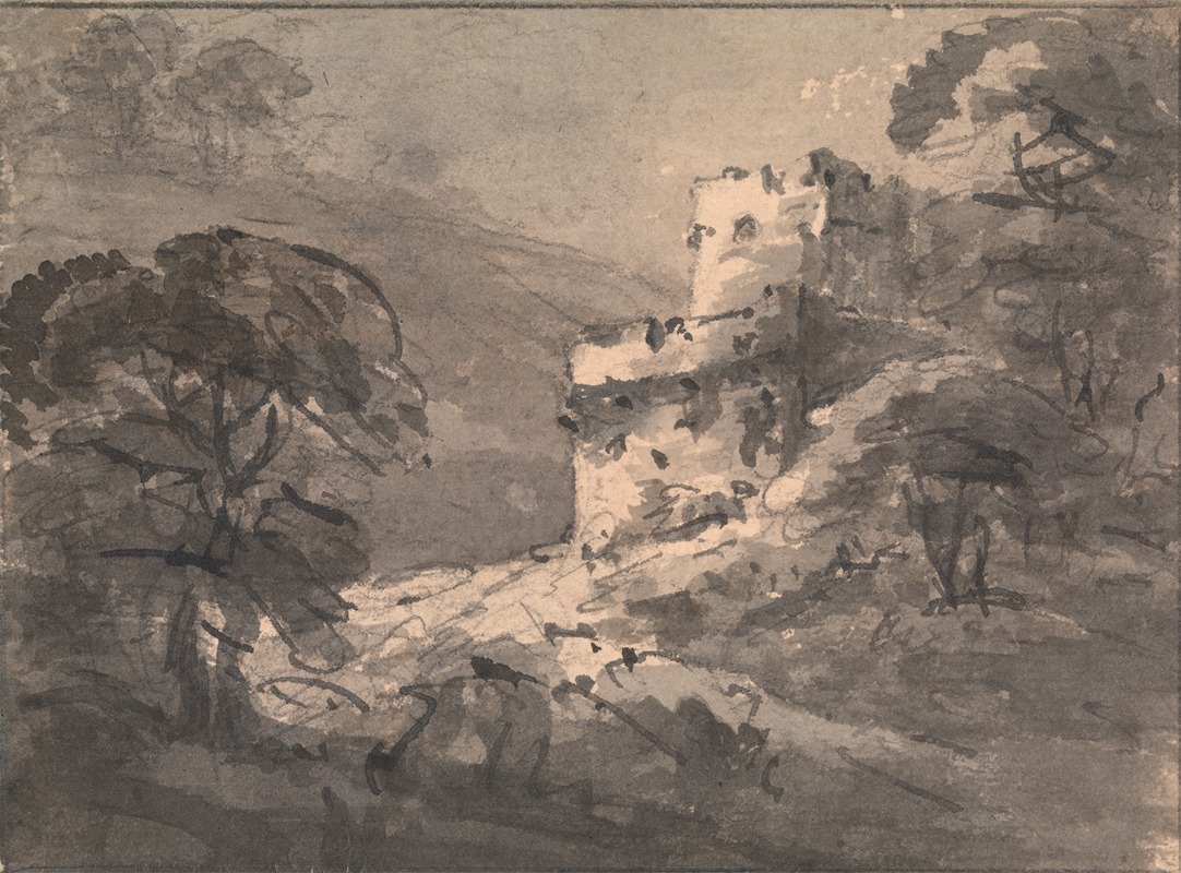 William Gilpin - Landscape with a Ruined Castle on the Right