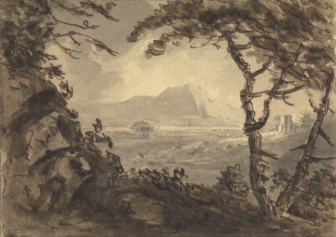 William Gilpin - Landscape with Mountain in Center Distance