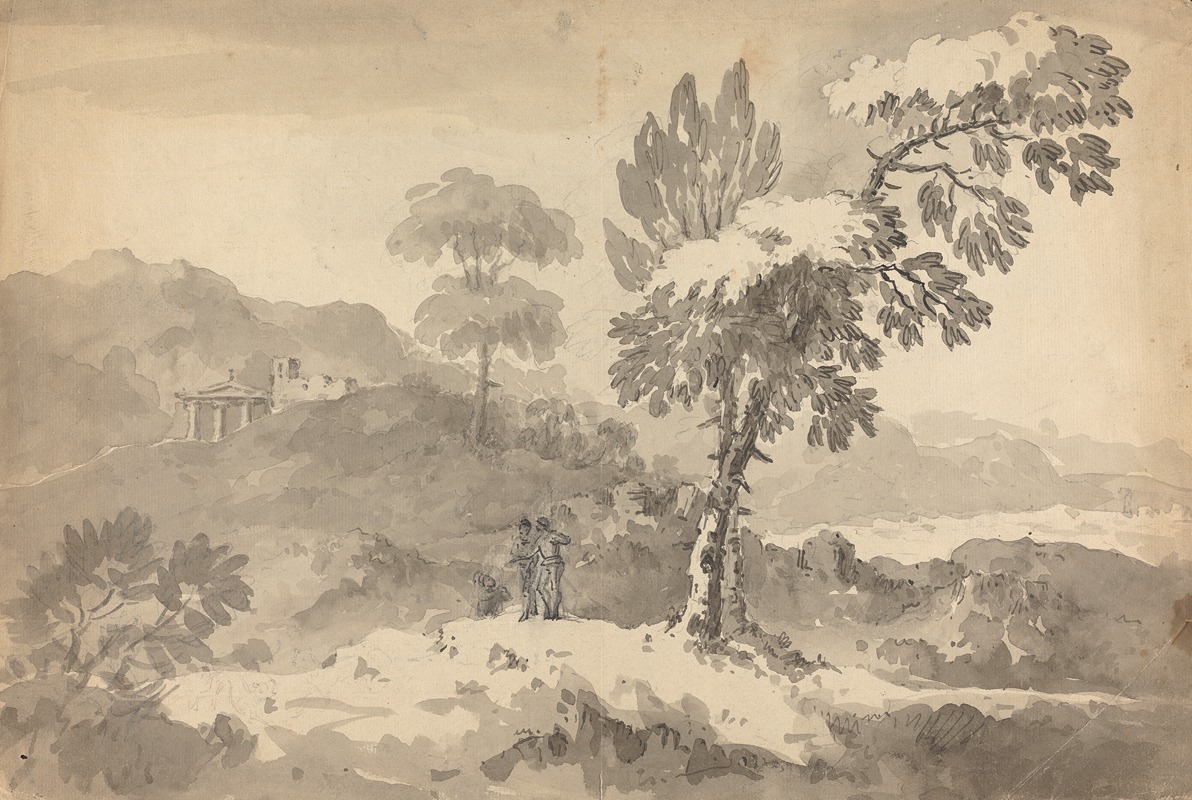 William Gilpin - Three Figures in a Landscape