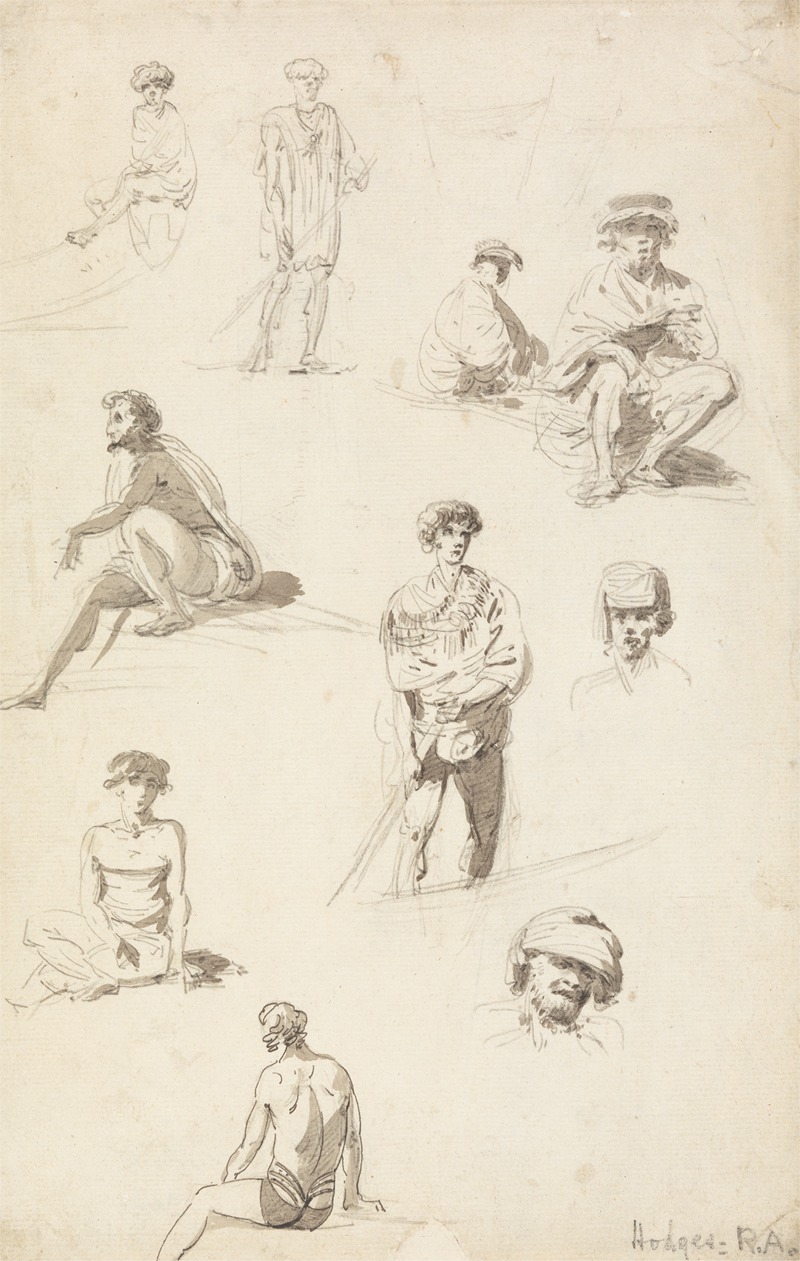 William Hodges - Sheet of Studies of Oriental Figures
