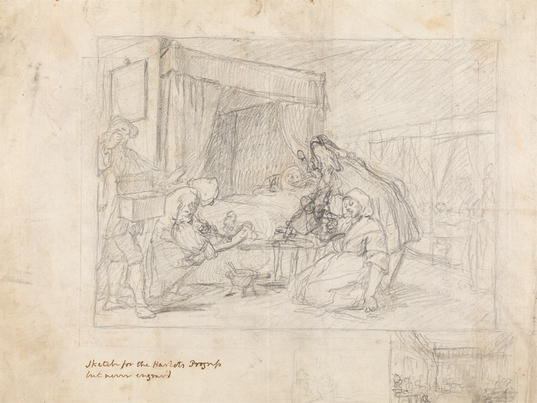 William Hogarth - Operation Scene in a Hospital with Subsidiary Sketches in the Margin at the Lower Right