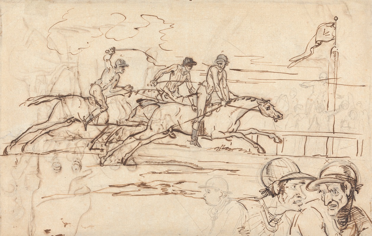 William Lock II - Three Racehorses Approaching the Winning Post