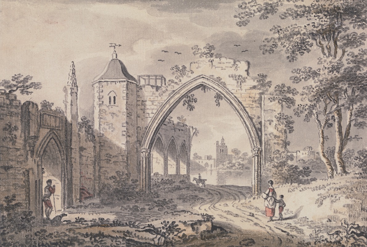 John Collet - Ecclesiastical Ruins beside the Thames