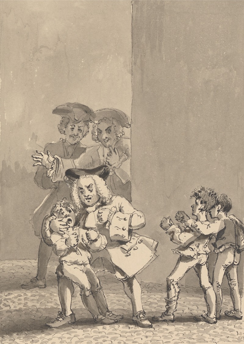 John Thomas Smith - Hogarth Having Been Followed by Barry and a Friend was Caught Backing a Boy to Fight Purposely to Catch His Fearful Countenance