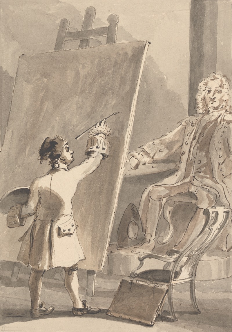 John Thomas Smith - Hogarth Painting His Picture of Captain Coram for the Foundling Hospital