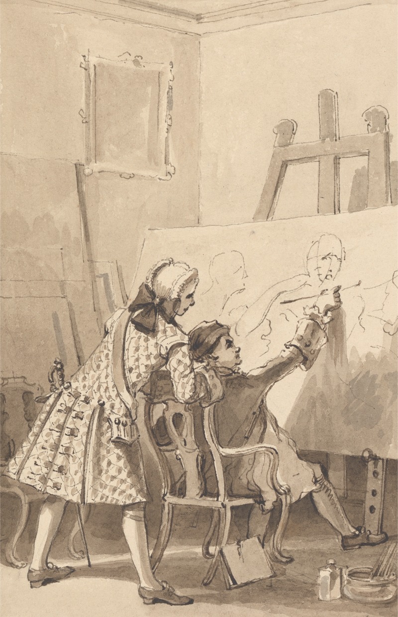John Thomas Smith - Hogarth painting ‘The Lady’s Last Stake,’ in the Presence of Lord Charlemont