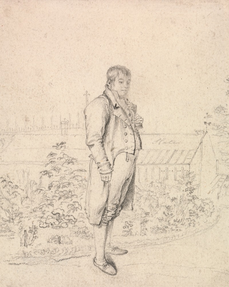 Joseph Slater - A Sketch of Sir Walter Scott in a Garden