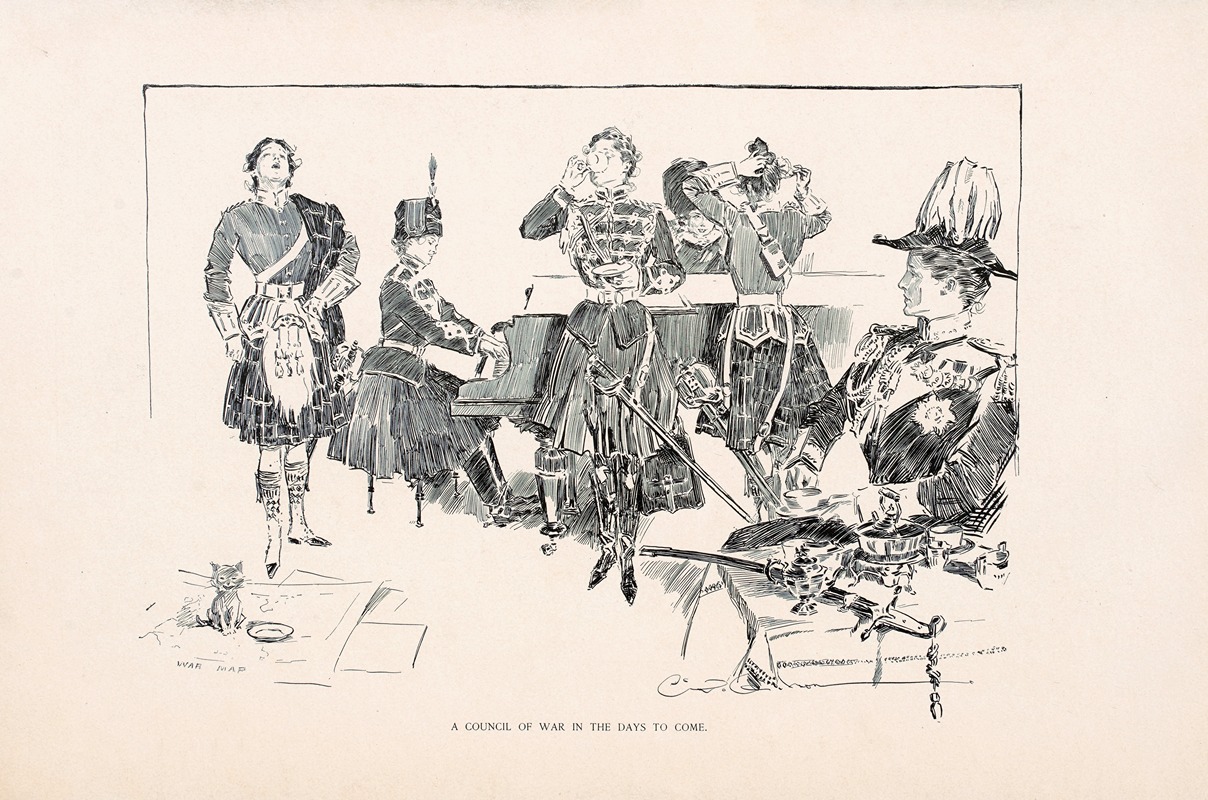 Charles Dana Gibson - A council of war in the days to come