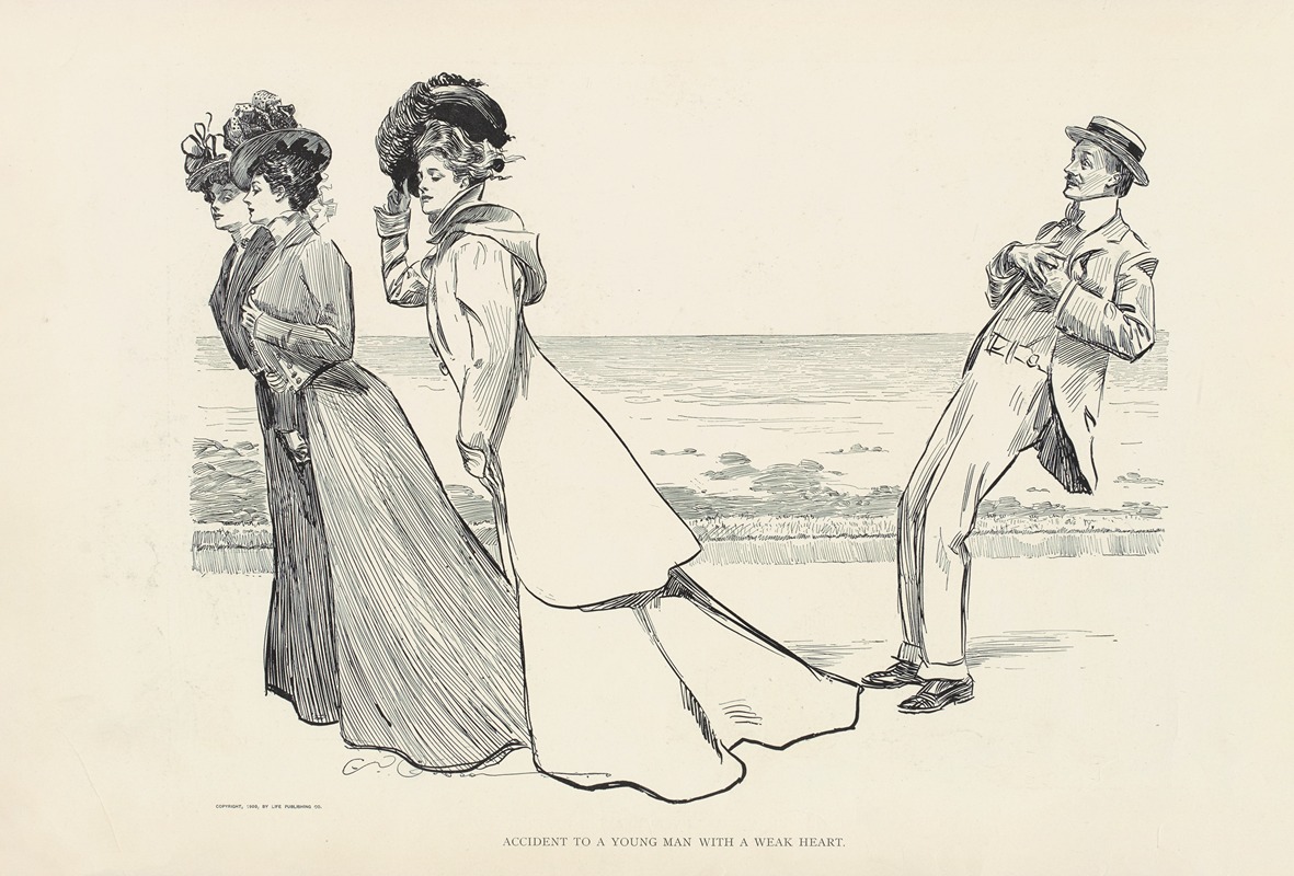 Charles Dana Gibson - Accident to a young man with a weak heart