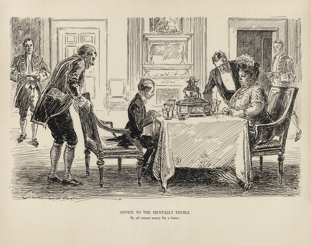 Charles Dana Gibson - Advice to the mentally feeble – By all means marry for a home