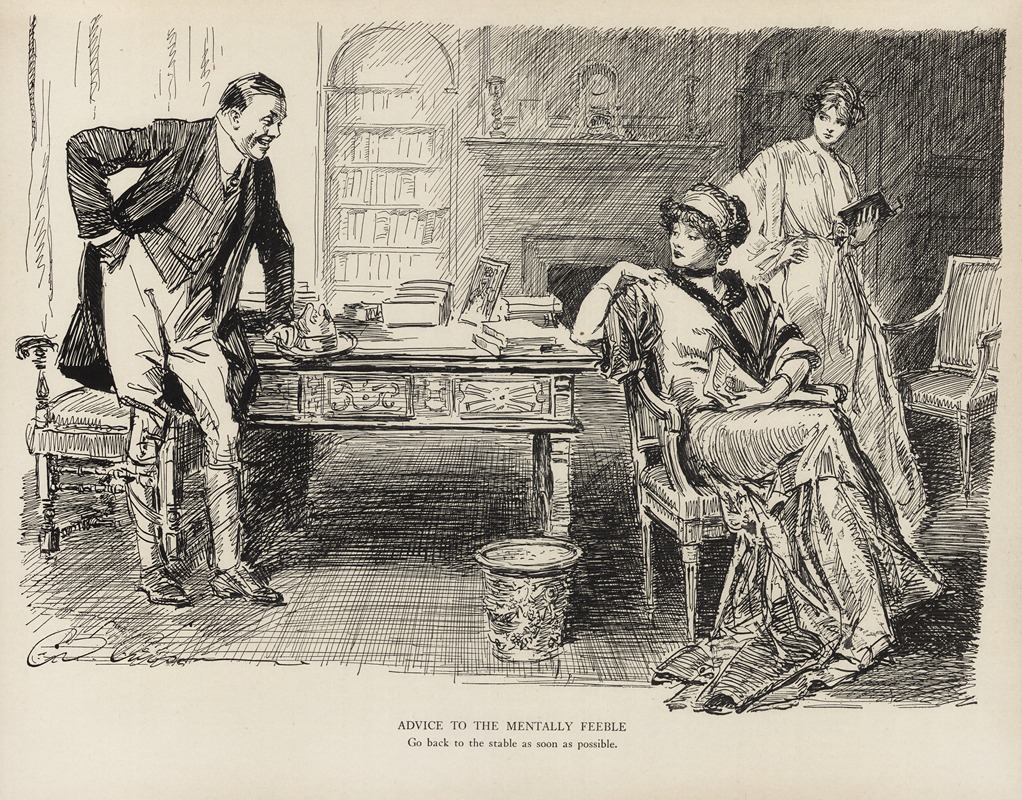 Charles Dana Gibson - Advice to the mentally feeble – Go back to the stable as soon as possible