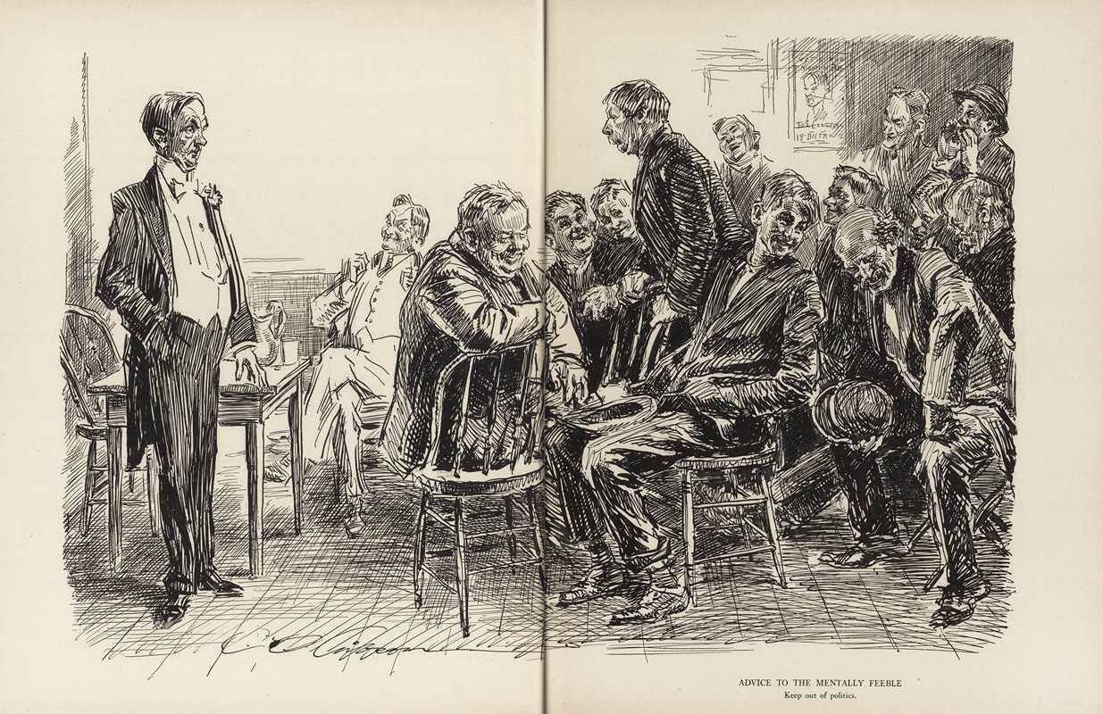 Charles Dana Gibson - Advice to the mentally feeble – keep out of politics