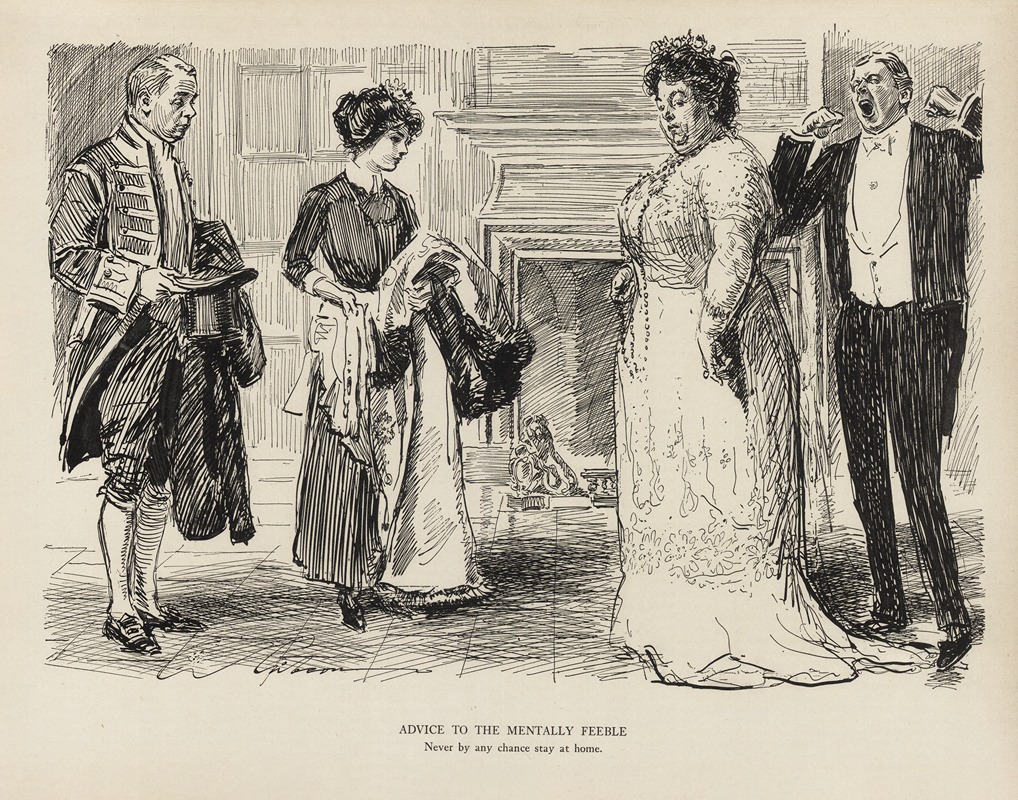 Charles Dana Gibson - Advice to the mentally feeble – Never by any chance stay at home