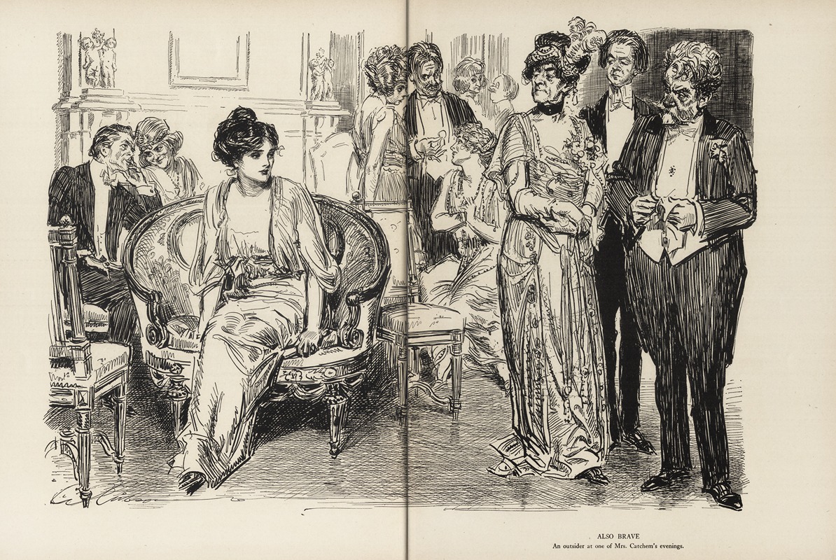 Charles Dana Gibson - Also Brave – An outsider at one of Mrs. Catchem’s evenings