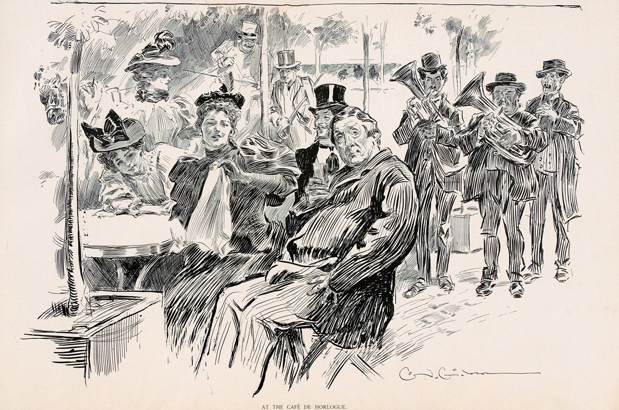 Charles Dana Gibson - At the Cafe de Horlogue