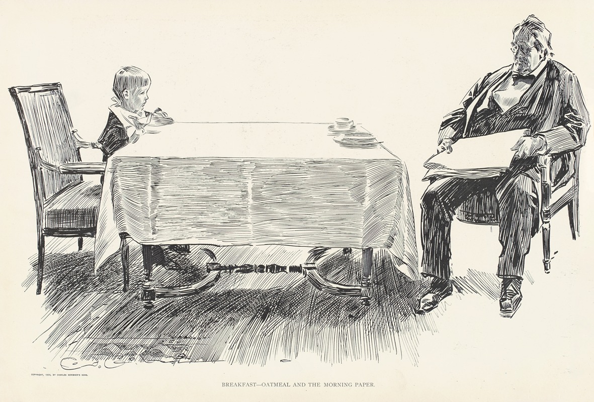 Charles Dana Gibson - Breakfast-Oatmeal and the morning paper