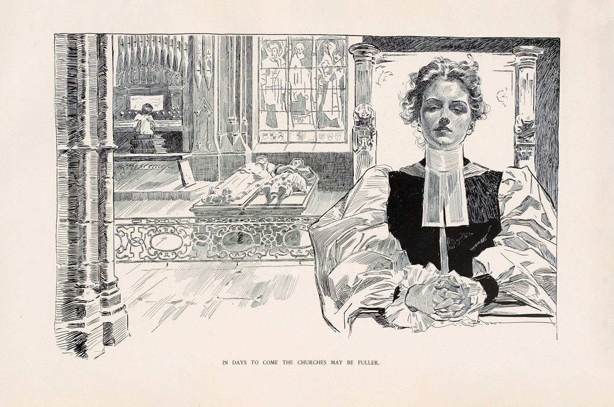 Charles Dana Gibson - In days to come the churches may be fuller
