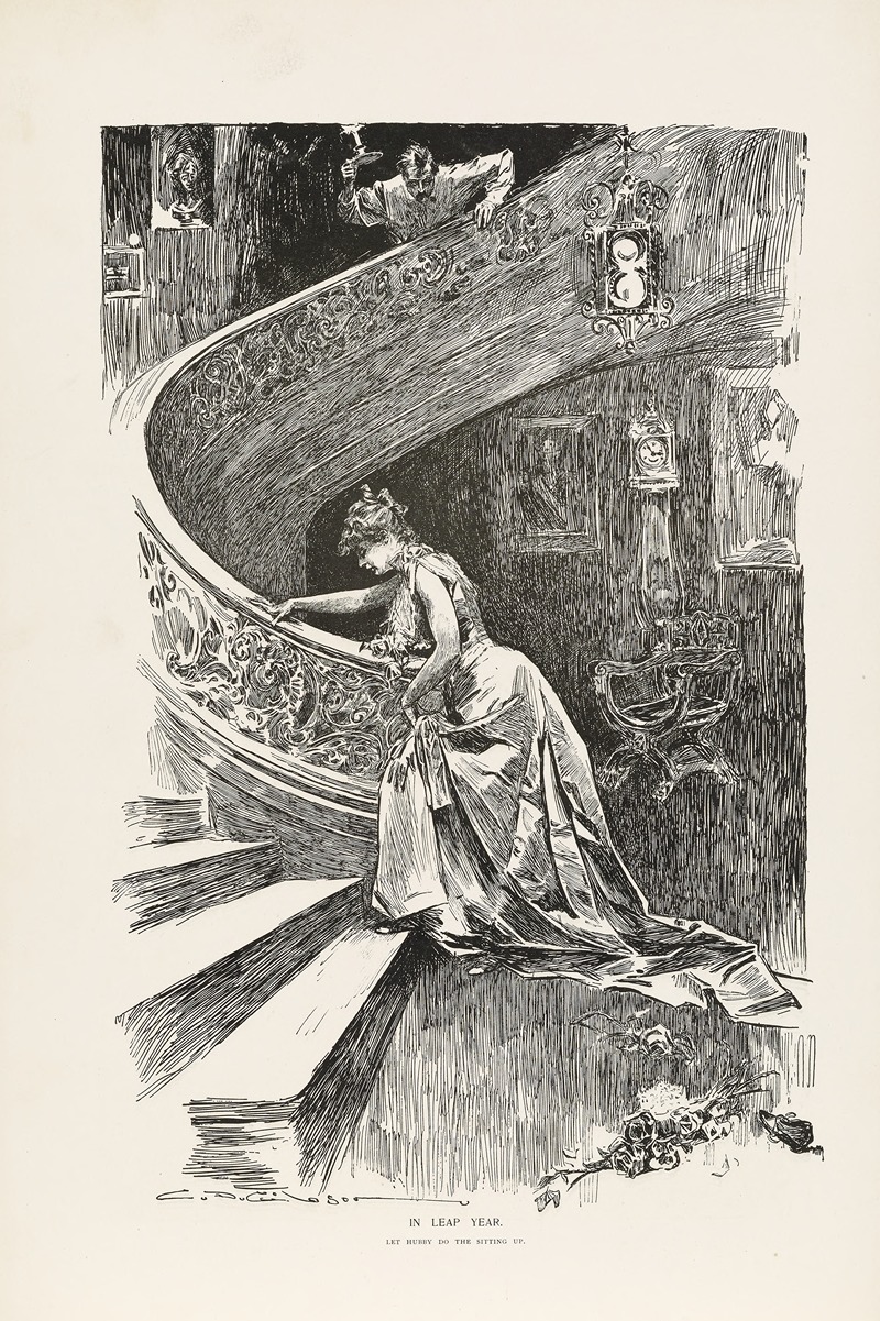 Charles Dana Gibson - In leap year – Let hubby do the sitting up