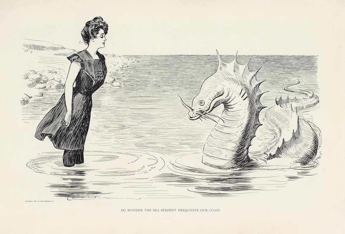 Charles Dana Gibson - No wonder the sea serpent frequents our coast