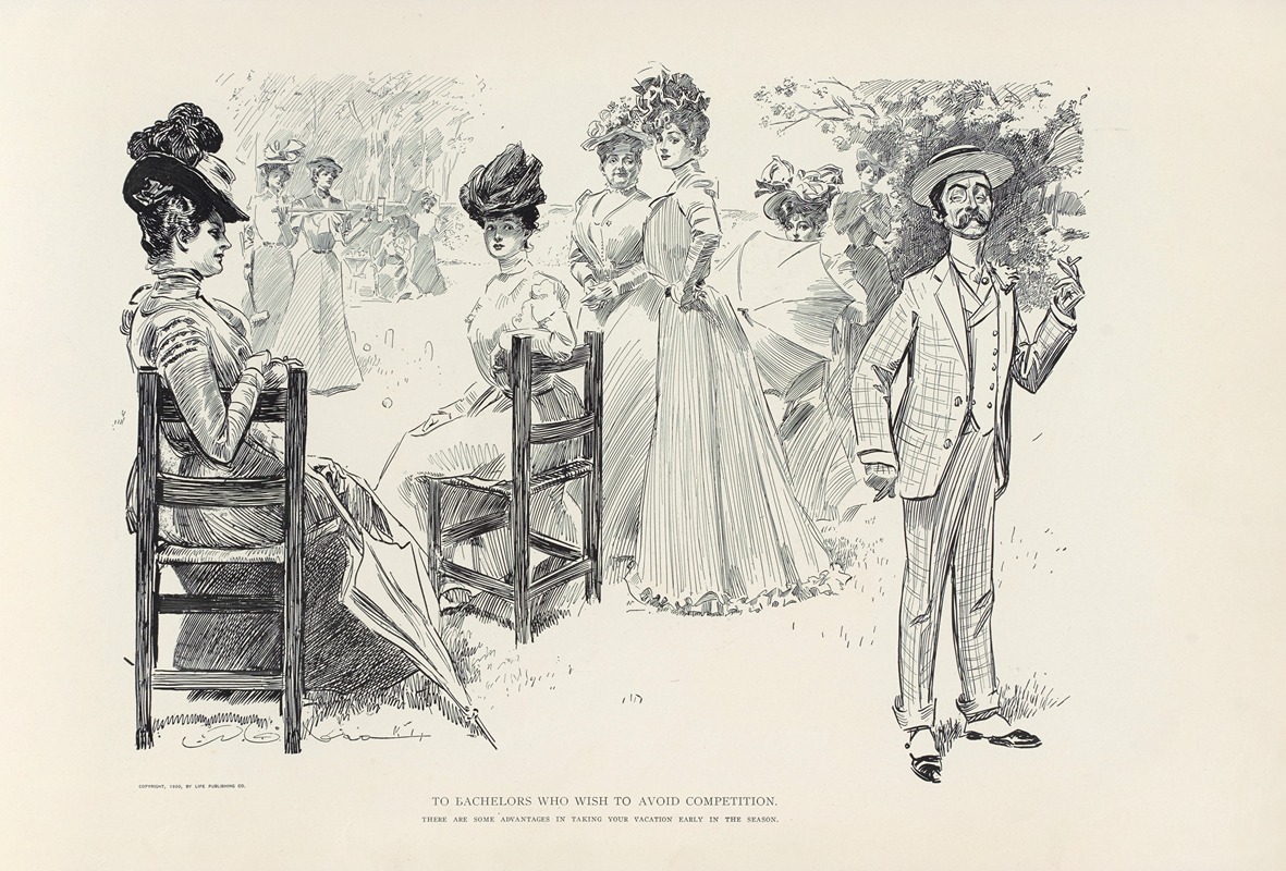 Charles Dana Gibson - To bachelors who wish to avoid competition