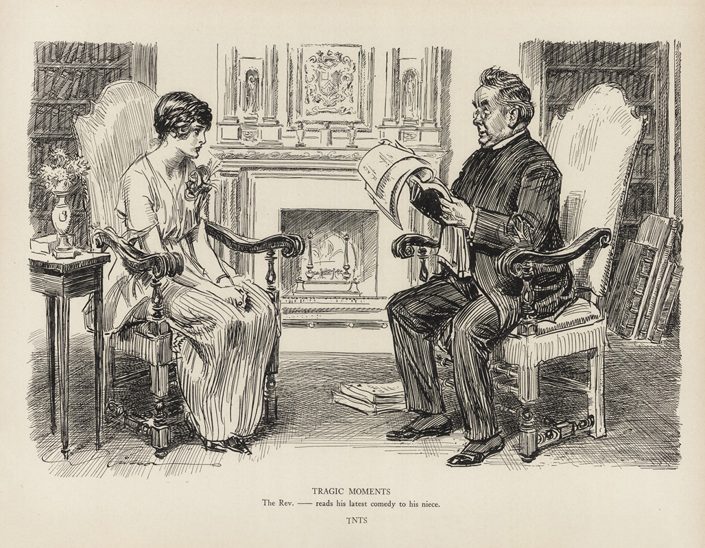 Charles Dana Gibson - Tragic moments – The Rev. – reads his latest comedy to his niece