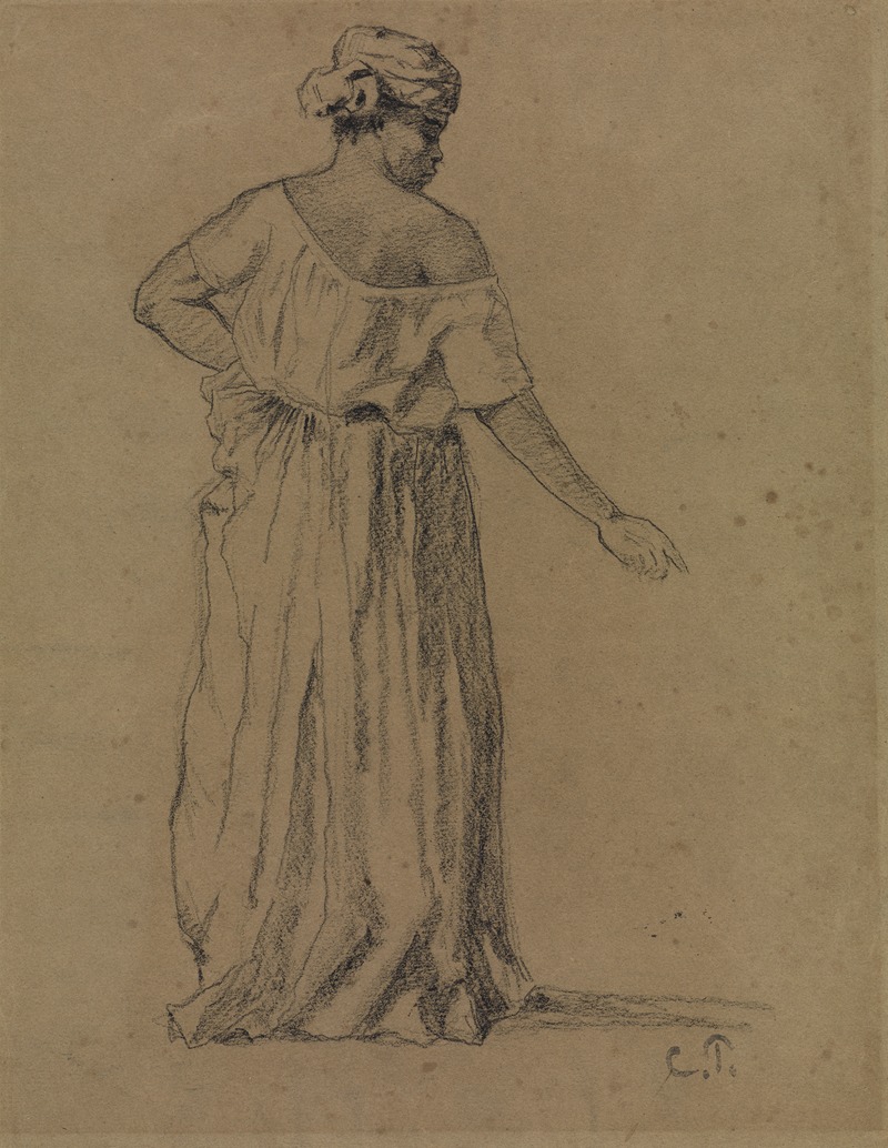 Camille Pissarro - Schwarze Frau mit Turban und langem Kleid in Rückansicht