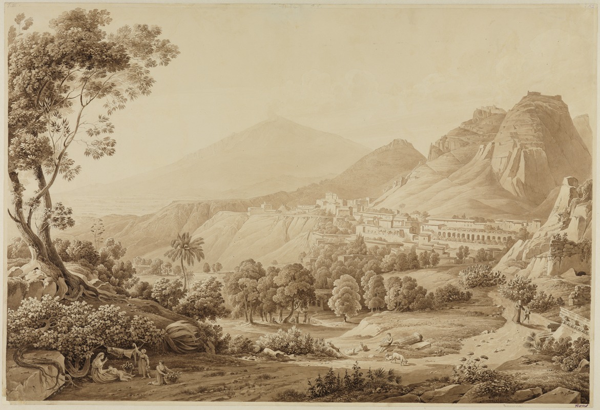 Carl Ludwig Frommel - Taormina auf Sizilien mit Blick auf den Ätna