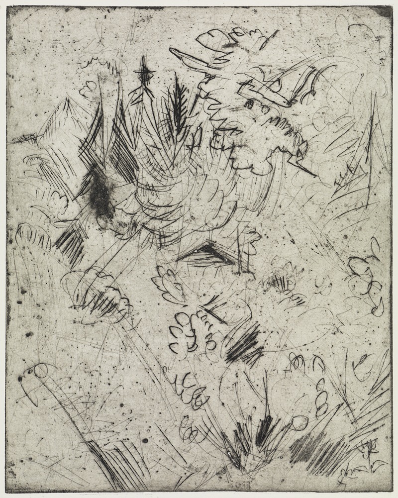 Ernst Ludwig Kirchner - Berghang mit Hütten und Tannen