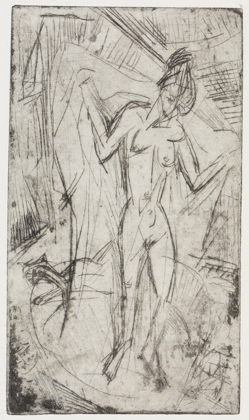 Ernst Ludwig Kirchner - Der Tanz zwischen den Frauen;Badende mit Katze