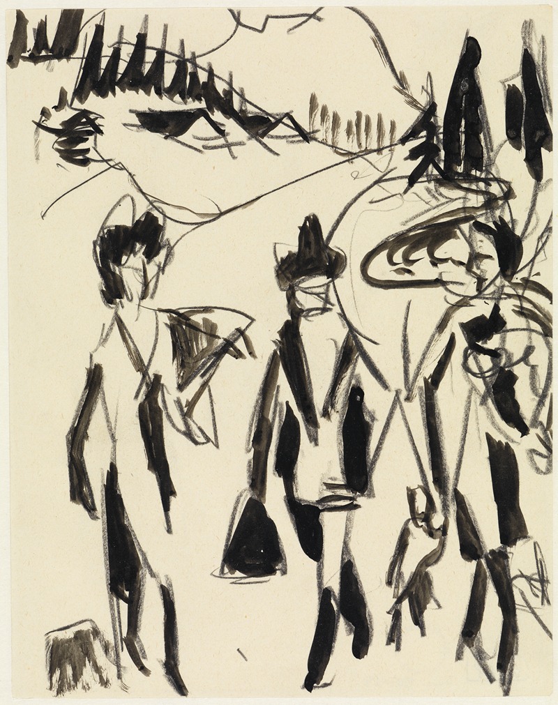 Ernst Ludwig Kirchner - Drei Spaziergänger in einer Gebirgslandschaft
