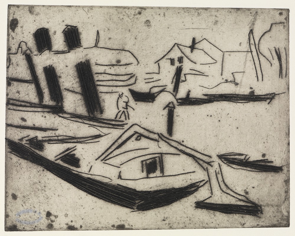 Ernst Ludwig Kirchner - Elbzille mit Kettenschlepper