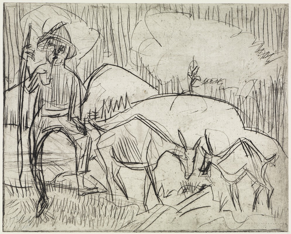 Ernst Ludwig Kirchner - Hirt mit Ziegen