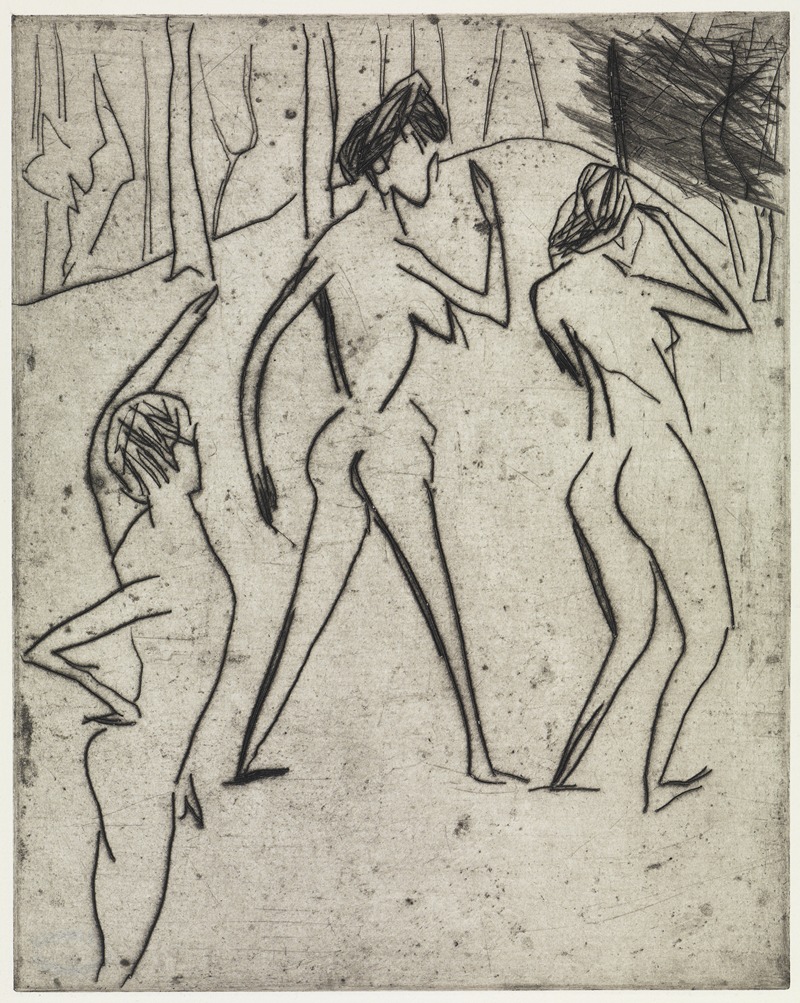 Ernst Ludwig Kirchner - In den Wald schreitende Badende