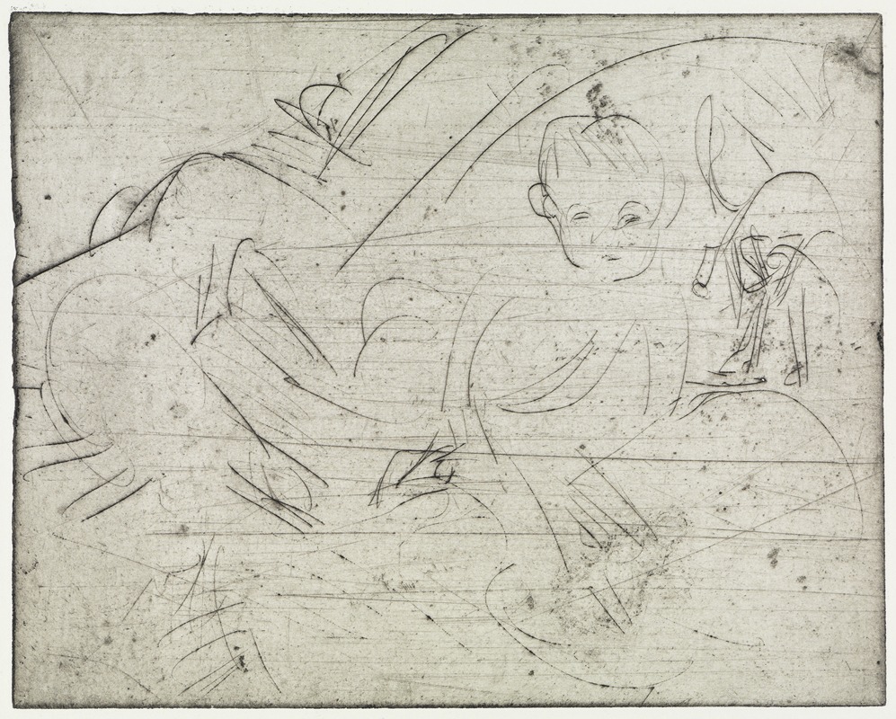Ernst Ludwig Kirchner - Liegender Bube und Katze