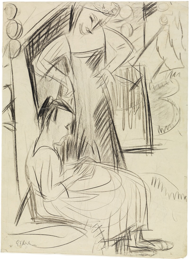 Ernst Ludwig Kirchner - Zwei Mädchen vor dem Haus