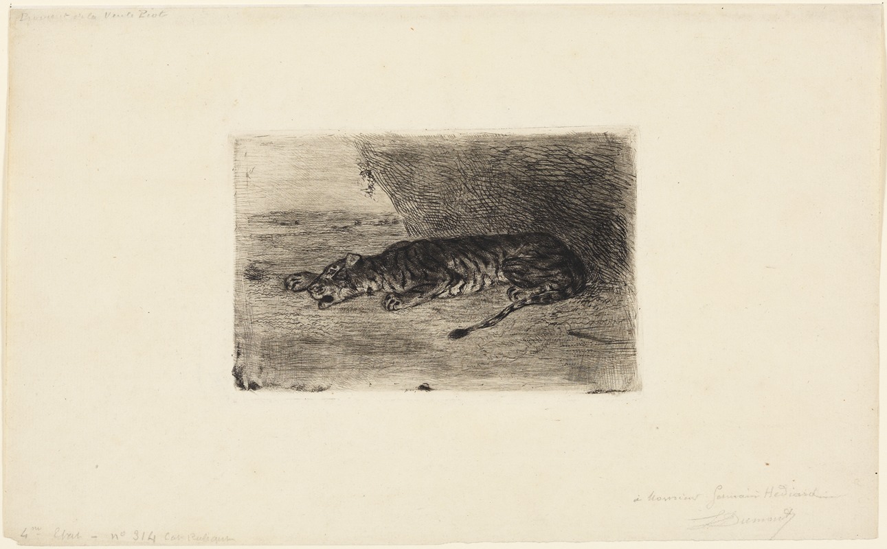 Eugène Delacroix - Liegender Tiger am Eingang seiner Höhle