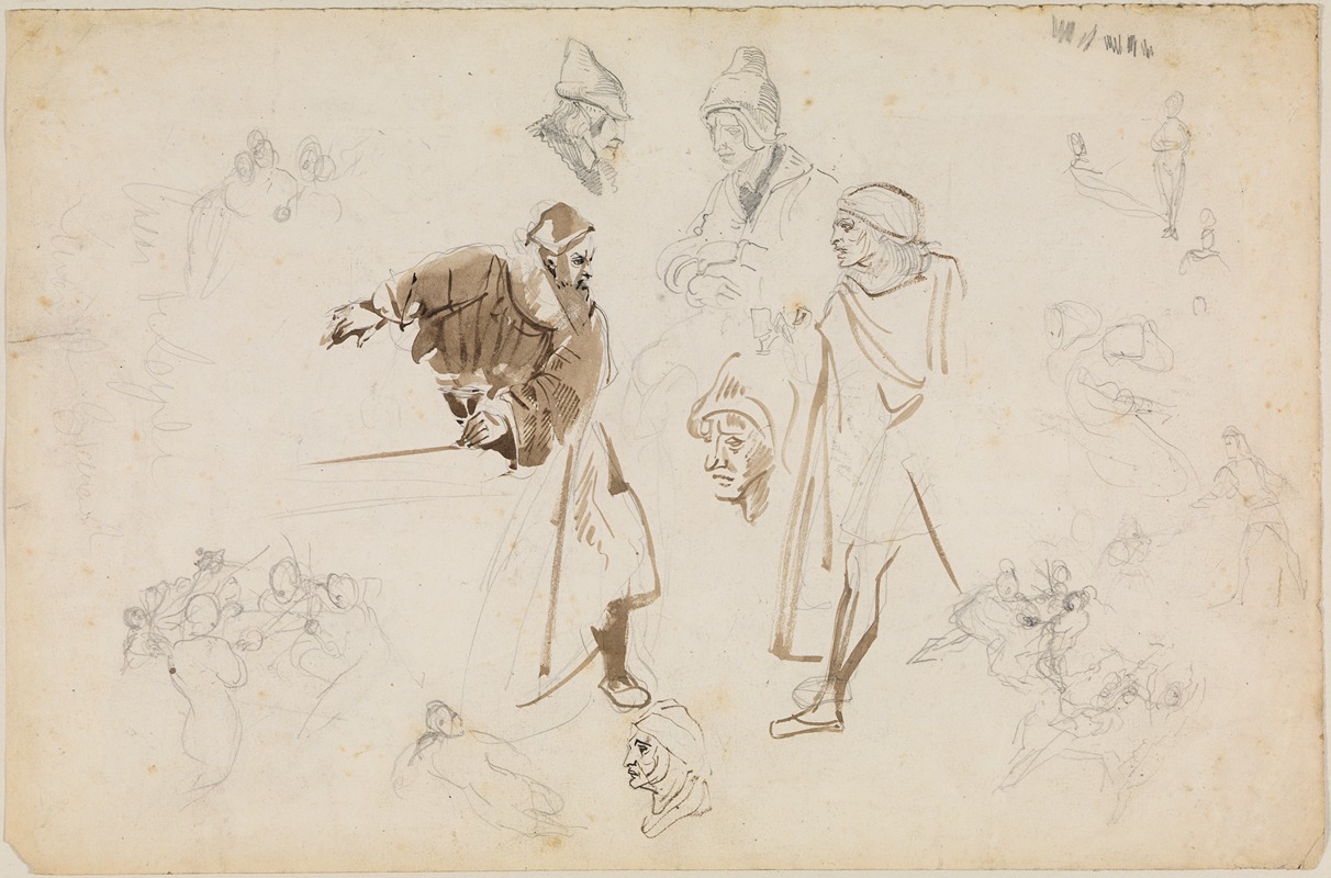 Eugène Delacroix - Studienblatt zu ‘Faust’
