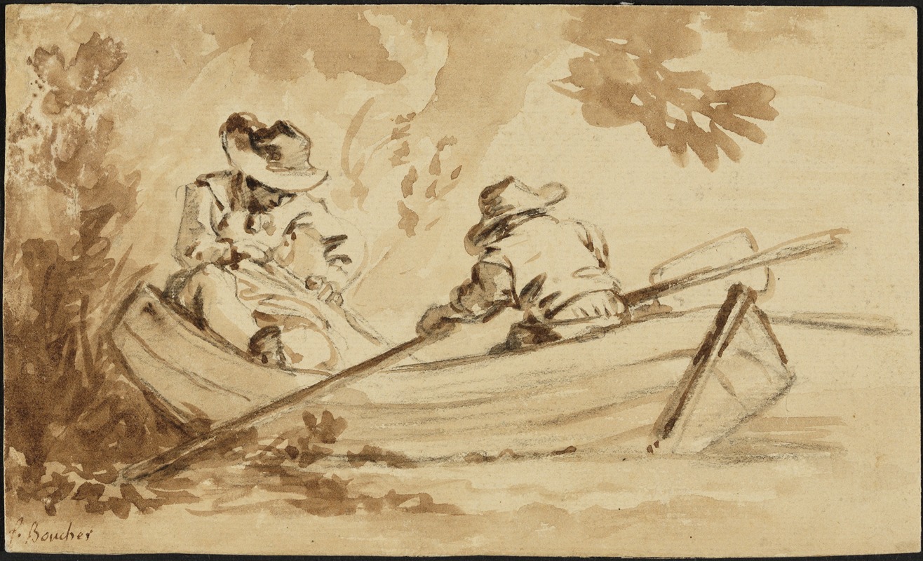 François Boucher - Zwei Männer im Ruderboot