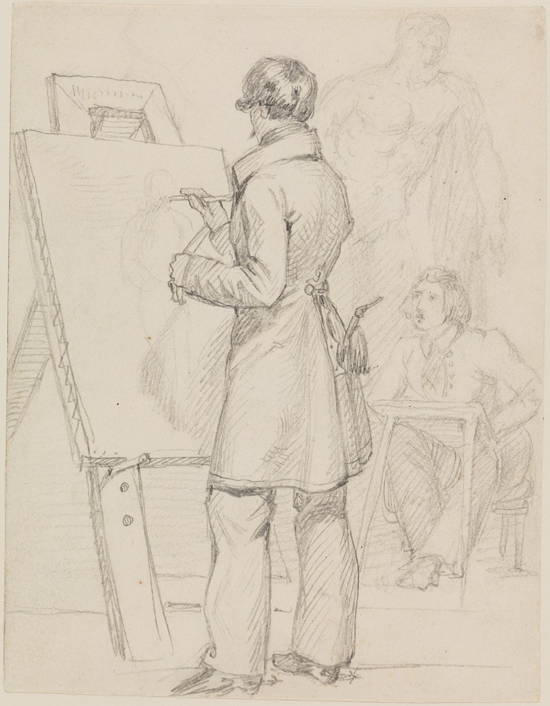 Friedrich Mosbrugger - Zwei Maler, im Atelier zeichnend