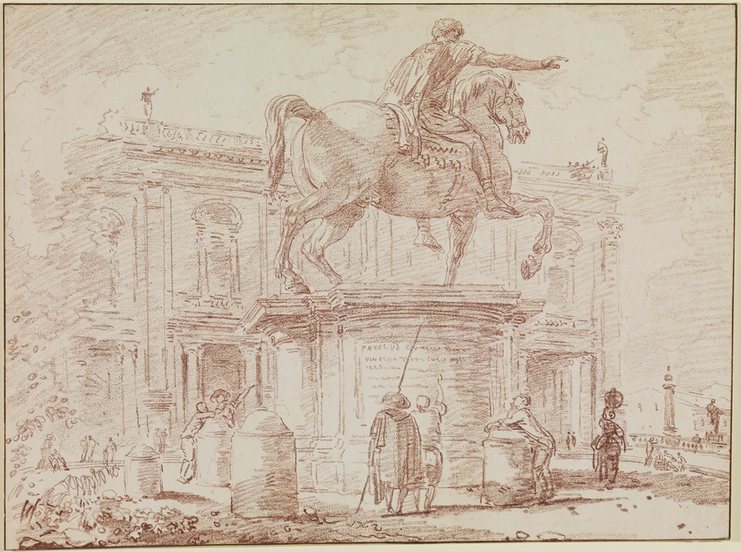 Hubert Robert - Die Reiterstatue Marc Aurels und der Konservatorenpalast in Rom