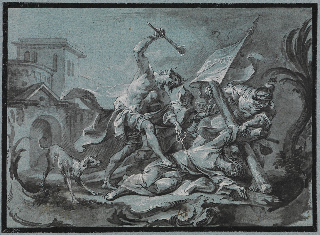 Johann Wolfgang Baumgartner - Christus, unter dem Kreuz gefallen, wird von einem Kriegsknecht geschlagen