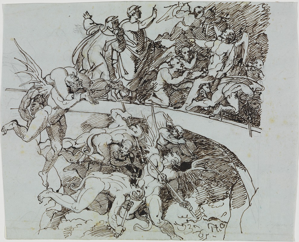 Joseph Anton Koch - Am Pechsee der Krämer, der Ratsherr von Lucca (Dante Inferno, Canto 21, V 34) 3